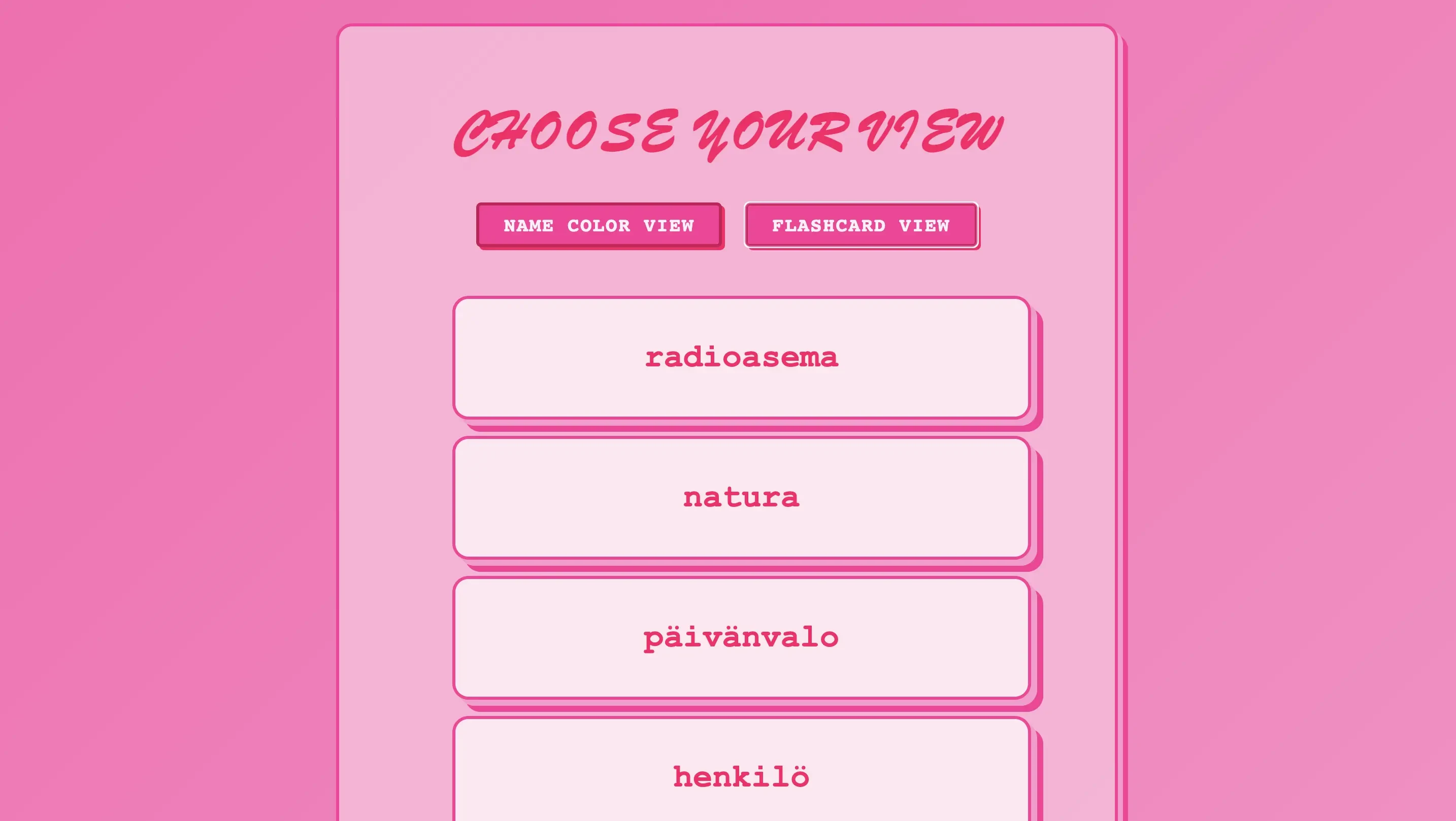 Flashcard and Namecolor App